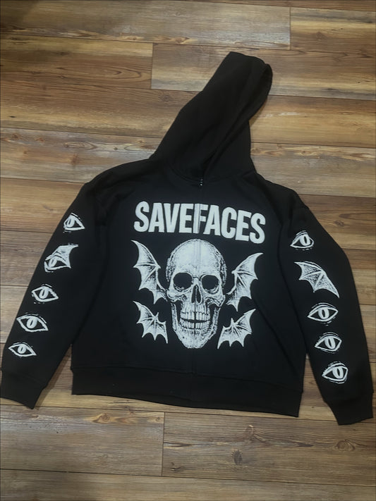 SAVEFACESS Skull Hoodie β Black