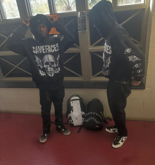 SAVEFACESS Skull Hoodie — Black