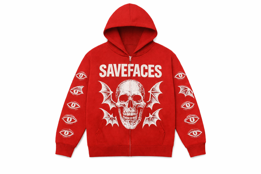 Savefaces Archive Skull Hoodie (Red)